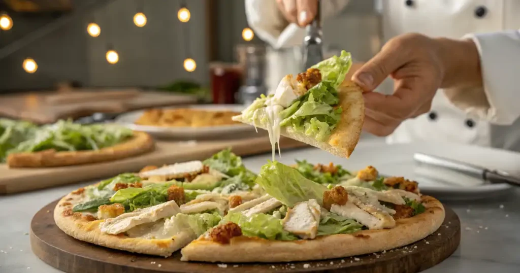 Chicken Crust Caesar Salad Pizza